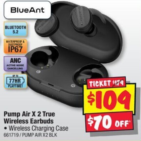 Pump Air X 2 True Wireless Earbuds offer at JB HiFi