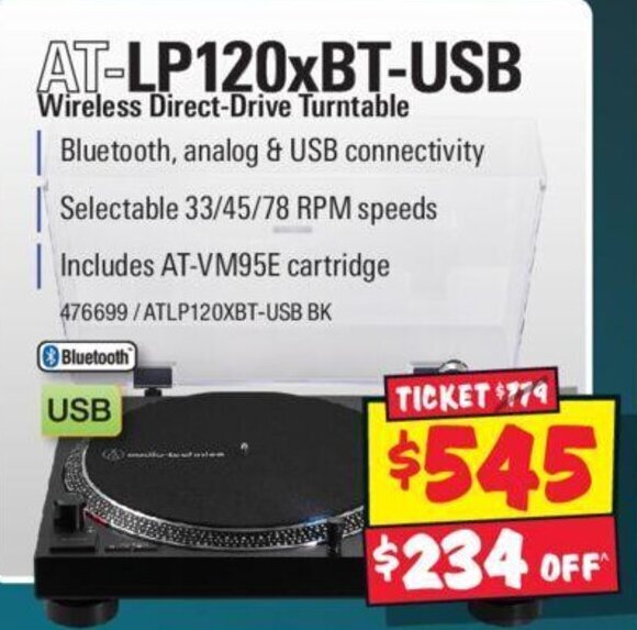 ATLP120xBTUSB Wireless DirectDrive Turntable offer at JB HiFi