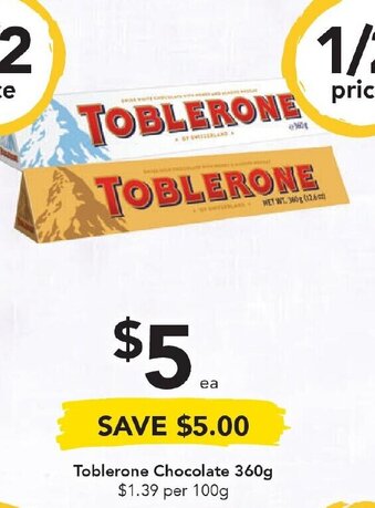 Drakes Toblerone Chocolate 360g offer
