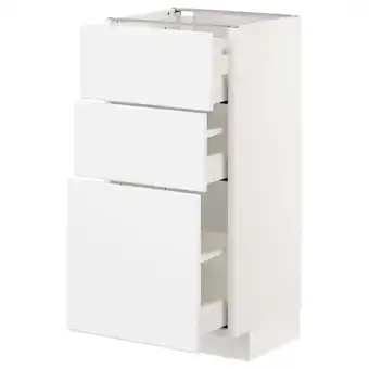 Metod / maximera base cabinet with 3 drawers, white/kungsbacka matt white, 40x37x80 cm