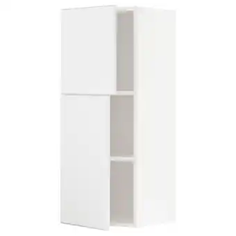 IKEA Metod wall cabinet with shelves/2 doors, white/kungsbacka matt white, 40x37x100 cm offer