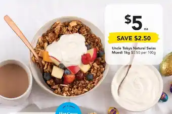 Drakes Uncle Tobys Natural Swiss Muesli 1kg offer