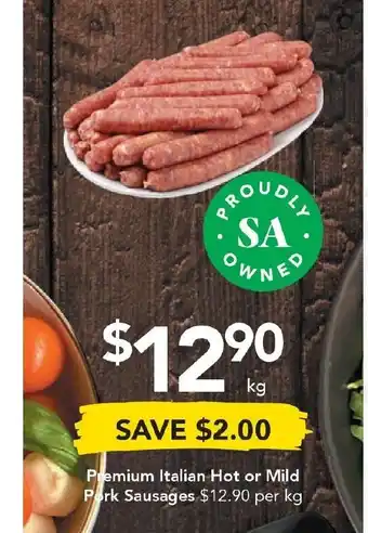 Drakes Premium Italian Hot or Mild Pork Sausage offer