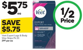 Veet Expert Legs & Body Wax Strips Pk 20