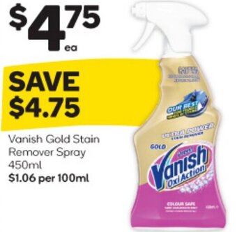 Woolworths Vanish Gold Stain Remover Spray 450ml offer