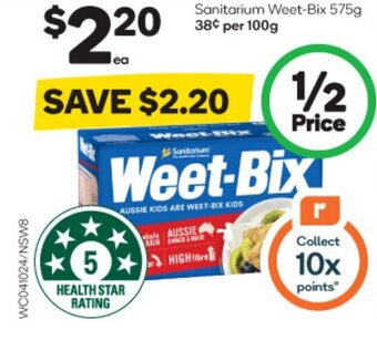 Woolworths Sanitarium Weet-Bix 575g offer