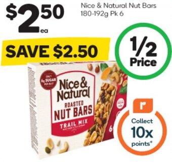 Woolworths Nice & Natural Nut Bars 180-192g Pk 6 offer