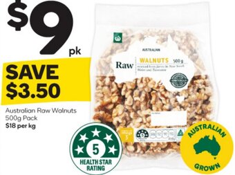 Woolworths Australian Raw Walnuts 500g Pack offer