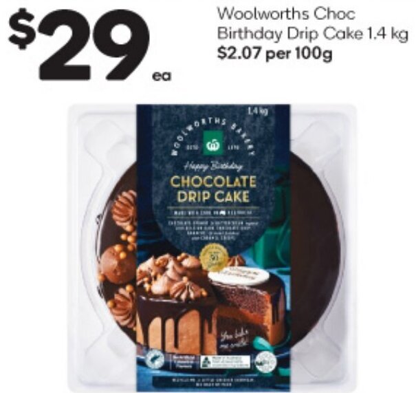 Woolworths Choc Birthday Drip Cake 1.4 kg offer at Woolworths