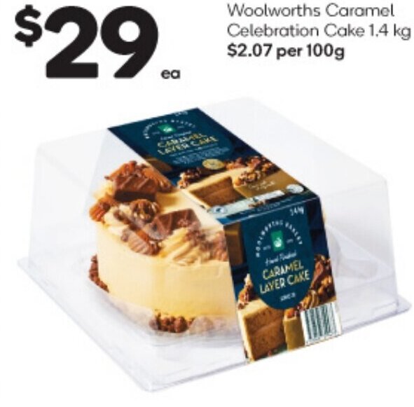 Woolworths Caramel Celebration Cake 1.4 kg offer at Woolworths