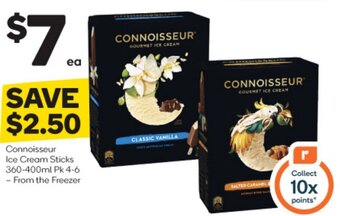 Woolworths Connoisseur Ice Cream Sticks 360-400ml Pk 4-6 offer