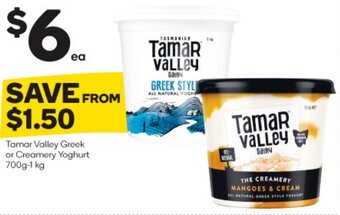 Woolworths Tamar Valley Greek or Creamery Yoghurt 700g-1 kg offer