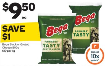 Woolworths Bega Block or Grated Cheese 500g offer