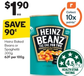 Woolworths Heinz Baked Beans or Spaghetti 300g offer