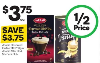 Woolworths Jarrah Flavoured Coffee 210-250g or Jarrah After Dark Sachets Pk 6 offer