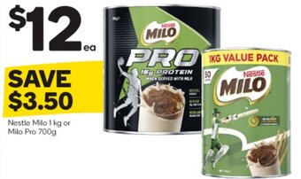 Woolworths Nestle Milo 1 kg or Milo Pro 700g offer