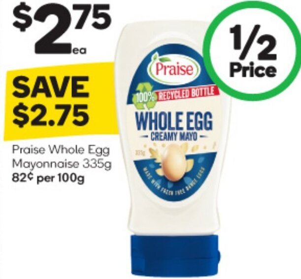 Praise Whole Egg Mayonnaise 335g offer at Woolworths