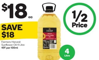 Woolworths Farmers Harvest Sunflower Oil 4 Litre offer