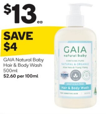 Woolworths GAIA Natural Baby Hair & Body Wash 500ml offer