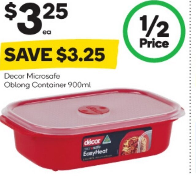 Decor Microsafe Oblong Container 900ml offer at Woolworths