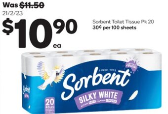 Woolworths Sorbent Toilet Tissue Pk 20 offer
