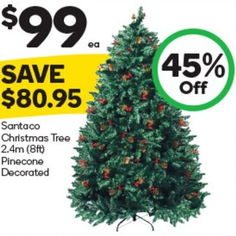 Woolworths Santaco Christmas Tree 2.4m (8ft) Pinecone Decorated offer
