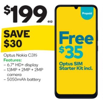 Woolworths Optus Nokia Optus Nokia C31S Features: offer