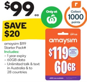 Woolworths amaysim Starter Pack offer
