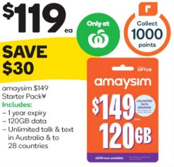 Woolworths amaysim Starter Pack offer