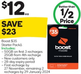 Woolworths Boost Starter Pack offer