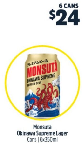 Woolworths Monsuta Okinawa Supreme Lager Cans | 6x350ml offer