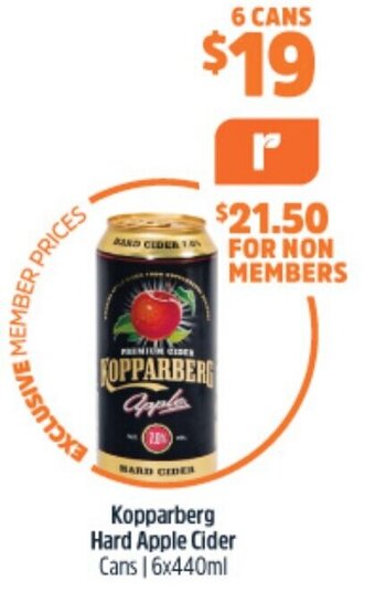 Woolworths Kopparberg Hard Apple Cider Cans | 6x440ml offer