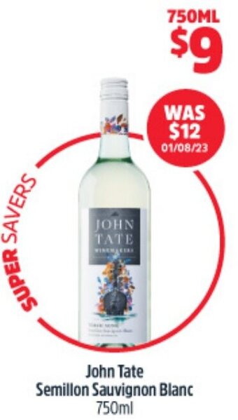 Woolworths John Tate Semillon Sauvignon Blanc 750ml offer