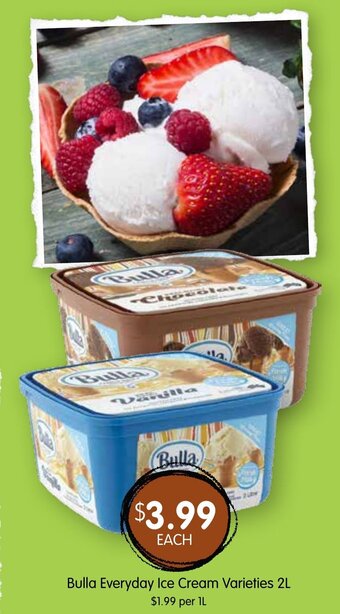 Spudshed Bulla Everyday Ice Cream Varieties 2L offer