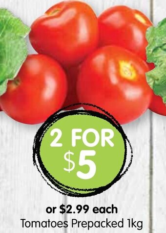 Spudshed Tomatoes Prepacked 1kg offer