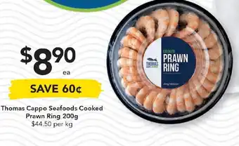 Drakes Thomas Cappo Seafoods Cooked Prawn Ring 200g offer
