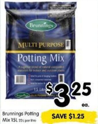 Spar Brunnings Potting Mix 15L offer