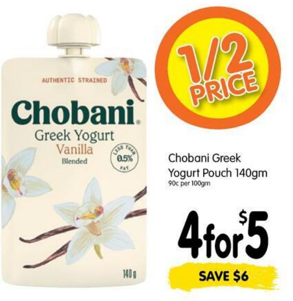 Chobani Greek Yogurt Pouch 140gm offer at Spar