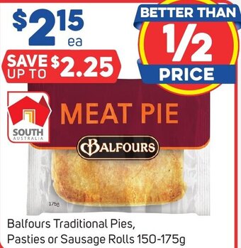 Foodland Balfours Traditional Pies, Pasties or Sausage Rolls 150-175g offer