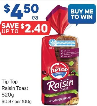 Foodland Tip Top Raisin Toast 520g offer