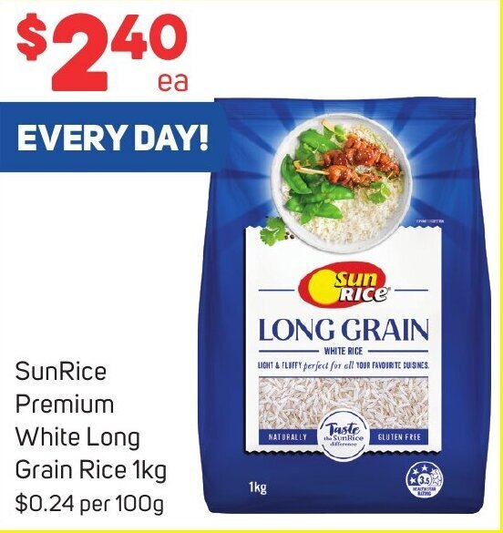 SunRice Premium White Long Grain Rice 1kg offer at Foodland