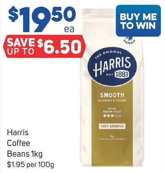Harris Coffee Beans 1kg offer at Foodland