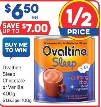 Ovaltine Sleep Chocolate or Vanilla 400g