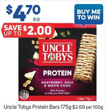 Foodland Uncle Tobys Protein Bars 175g offer
