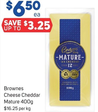 Foodland Brownes Cheese Cheddar Mature 400g offer