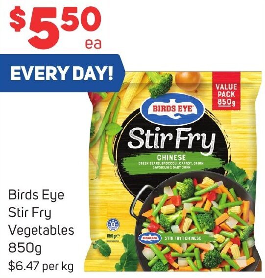 Birds Eye Stir Fry Vegetables 850g offer at Foodland