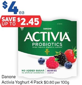 Foodland Danone Activia Yoghurt 4 Pack offer