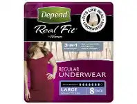Chemist Warehouse Depend Women Real Fit Underwear Large 8 Pack offer