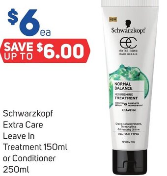 Foodland Schwarzkopf Extra Care Leave In Treatment 150ml or Conditioner 250ml offer
