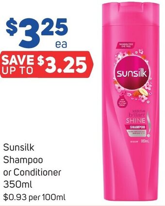 Foodland Sunsilk Shampoo or Conditioner 350ml offer